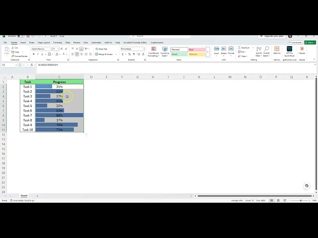 Excel Trick: Turn Any Number Into a Progress Bar in Seconds! 🤯📊 #excel #tutorial #howto #wow