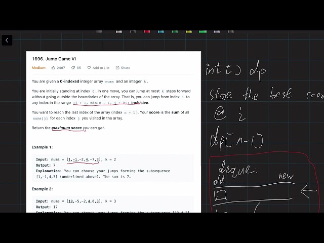 LeetCode 1696 | Java | DP + Deque