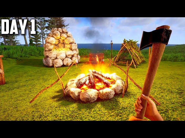 Day 1 in This Amazing Craft Build Farm Survival Game - Rising World Gameplay