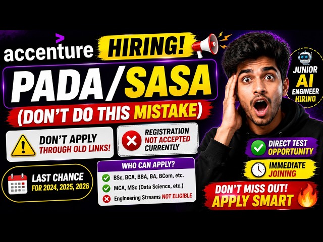 😱Accenture PADA/SASA Hiring (Don't do this Mistake) | Last Chance | Junior AI Engineer Hiring
