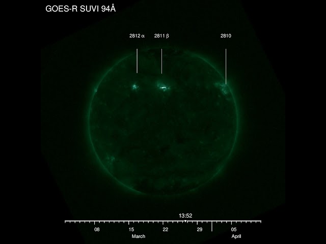 Annotated GOES-16 SUVI 94Å composite image animation.