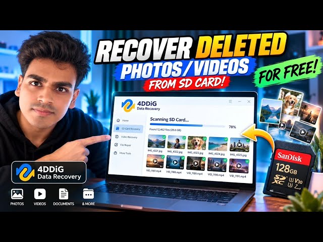 How To Recover a DELETED Photo & Videos from Any SD Card for FREE! | 4DDiG Data Recovery