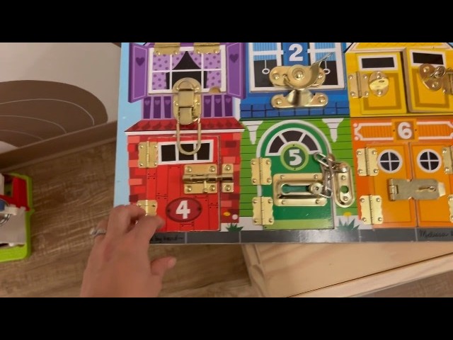 Multipurposed busy board puzzle - Melissa & Doug Latches Wooden Activity Board - Montessori Busy Boa