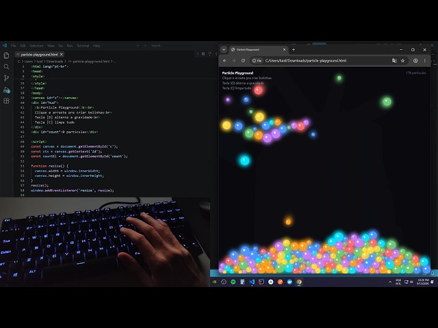 ASMR Programming - Interactive Particle Physics Simulation with HTML5 Canvas & JavaScript