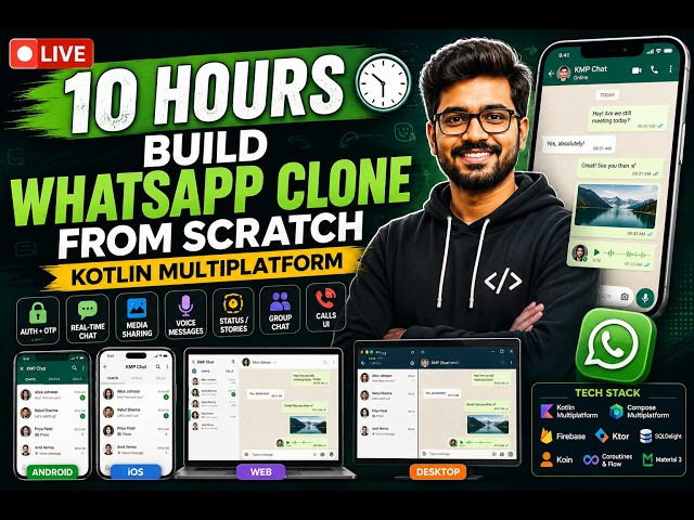 Build WhatsApp Clone in 10 HOURS 🔥 | Kotlin Multiplatform | Android + iOS + Web + Desktop | LIVE