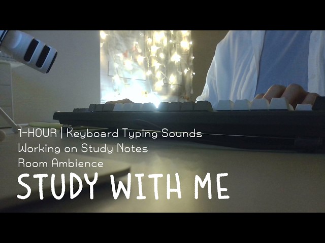 🌙1-HOUR STUDY WITH ME | Working on Study Notes | Keyboard Typing Sounds | Room Ambience | No Music