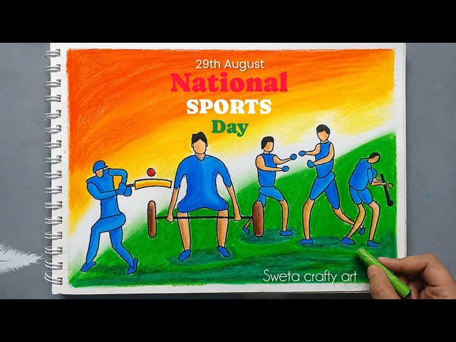 National Sports Day Drawing Step by Step 🏆 | 29 August Sports Day Drawing | Sports Day drawing 
