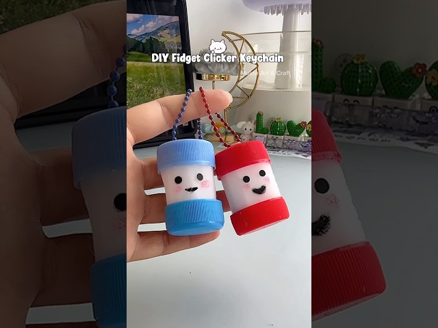 DIY Fidget Clicker Keychain with Bottle Caps🍪✨😜#shorts #art #diy #craft #youtubeshorts