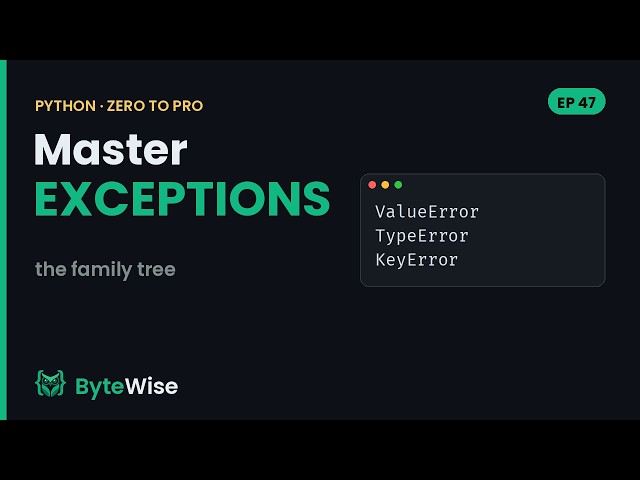 Python Exception Hierarchy (Error Family Tree) | Zero to Pro #47