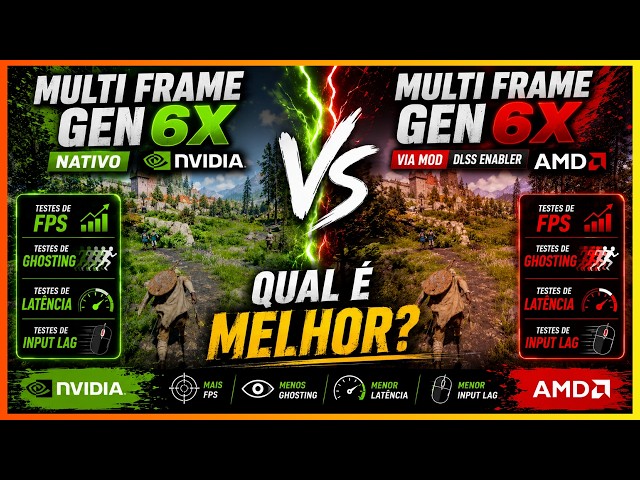 🔥 MULTI FRAME GEN 6X NATIVO vs MOD! NVIDIA MFG 6X vs AMD MFG 6X (DLSS Enabler) — QUAL É MELHOR? ⚡