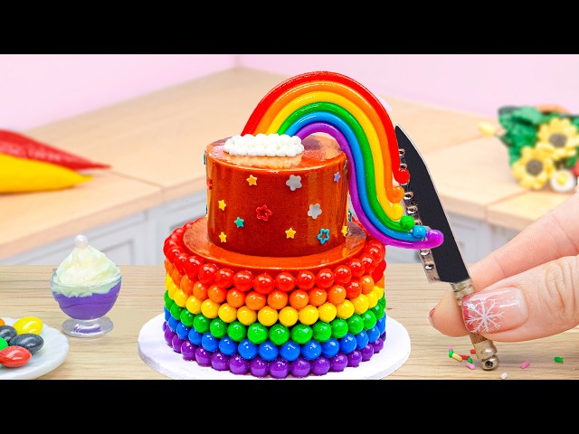 Enchanting KitKat Chocolate Cake Dessert🌈Satisfying Miniature Rainbow Cake Recipe