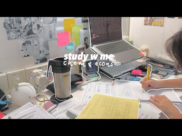 ‼️STUDY WITH ME for 2h (no music): chemistry and econs (ft. me being extremely distracted)