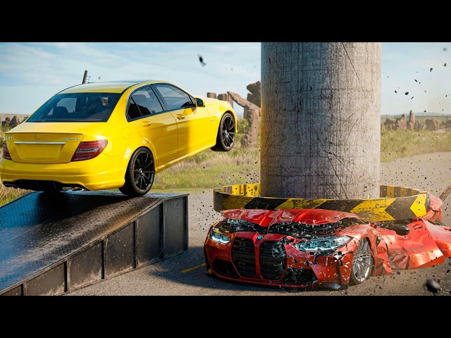 Cars vs Giant Car Crasher PRESS & Ramp Challenge | Fails & Crashes in BeamNG.drive #20