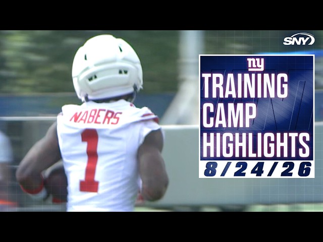 Malik Nabers sheds red jersey for workout at Giants training camp