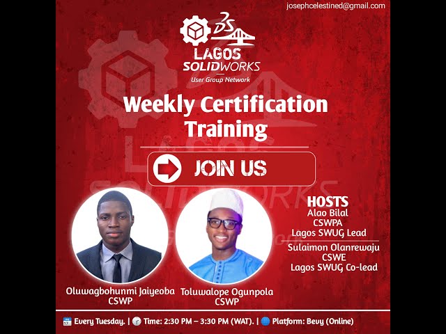 SolidWorks Weekly Training – CAD Skills & Certification Prep (Lagos SWUG)