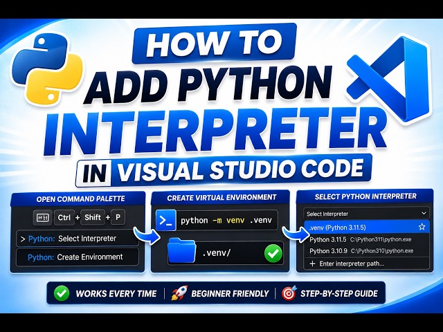 How to add Python Interpreter in Visual Studio Code | Learn all about Python interpreter #vscode