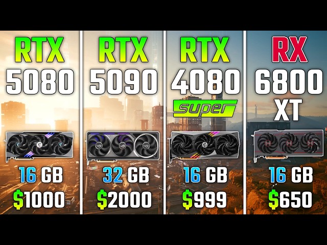 RTX 5080 vs RTX 5090 vs RTX 4080 SUPER vs RX 6800 XT | Test in 7 Games