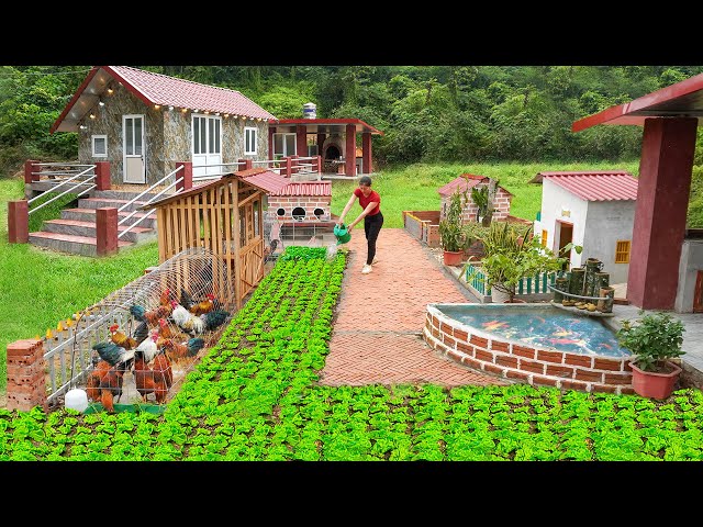 Full Video: 45 Days Building Many Creative House For Animals - Clean Walkway - Growing Vegetables