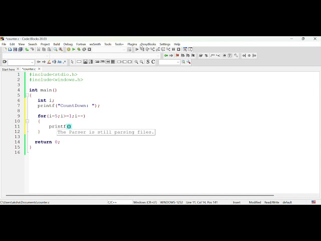 CountDown Delay program using C Language.| C programs with logic explained.| #logicbuilding #coding