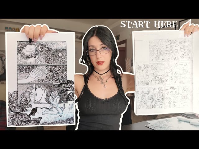 INKING A COMIC PAGE🖋️from script, storyboard and layouts + ART  PROCESS🌹
