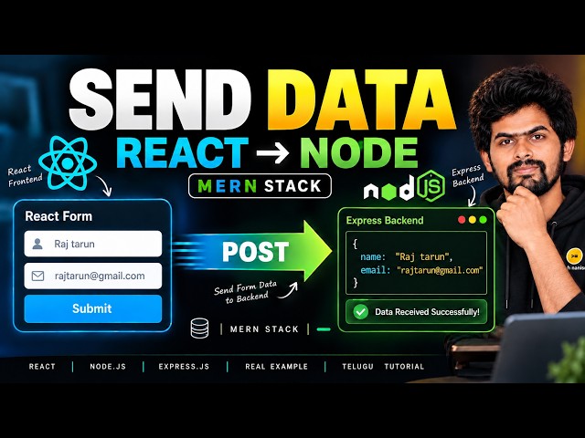 Send Data from React to Node.js/Express with POST | MERN Stack Telugu