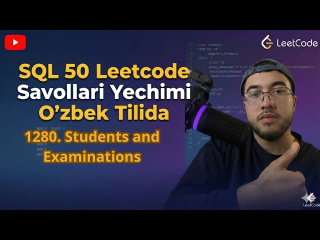 LeetCode SQL Study Plan50–"1280. Students and Examinations" O'zbek tilida ba'tafsil taxlil