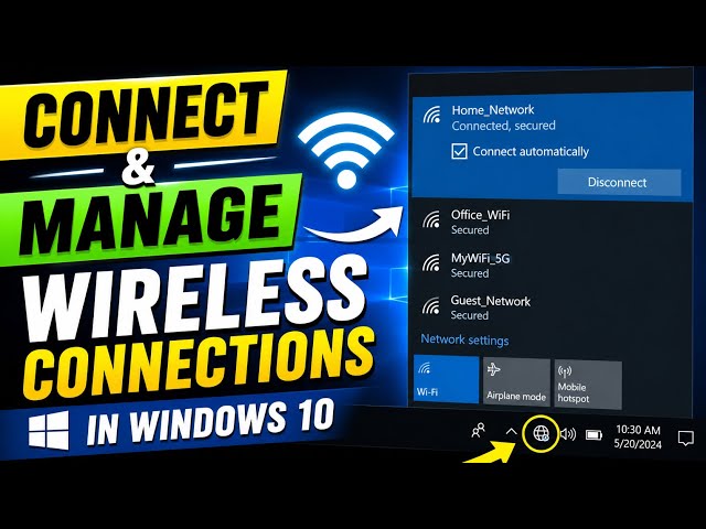 How to connect and manage wireless internet connections in windows 10?