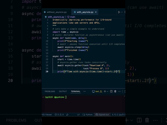 Python function with asyncio in 58 seconds! ⚡️ #shorts
