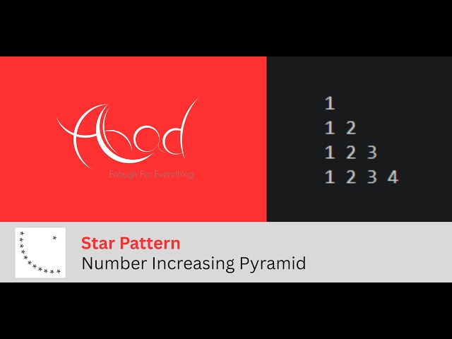 Star Pattern : Number Increasing Pyramid | Java