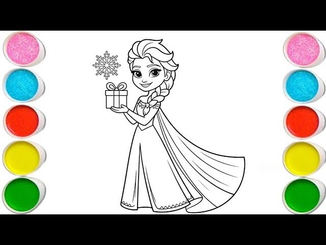 Cute Elsa Frozen Drawing, Painting & Coloring For Kids and Toddlers_ Child Art
