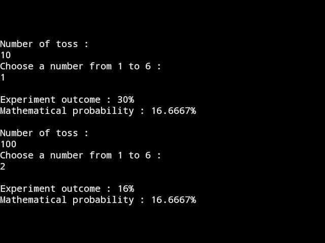 Probability experiment using computer simulation 