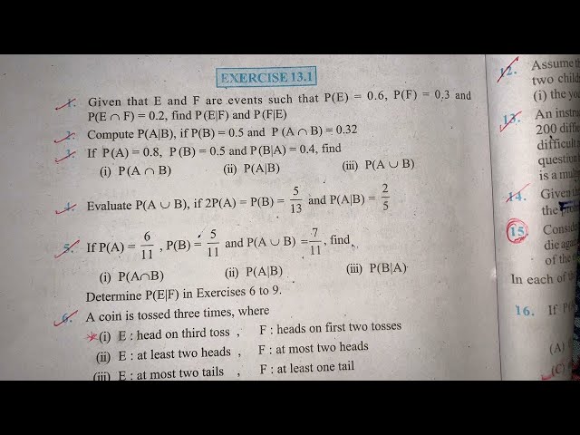 NCERT Chapter 13 Probability Class 12th: Solutions to Ex 13.1 Q1 to Q17
