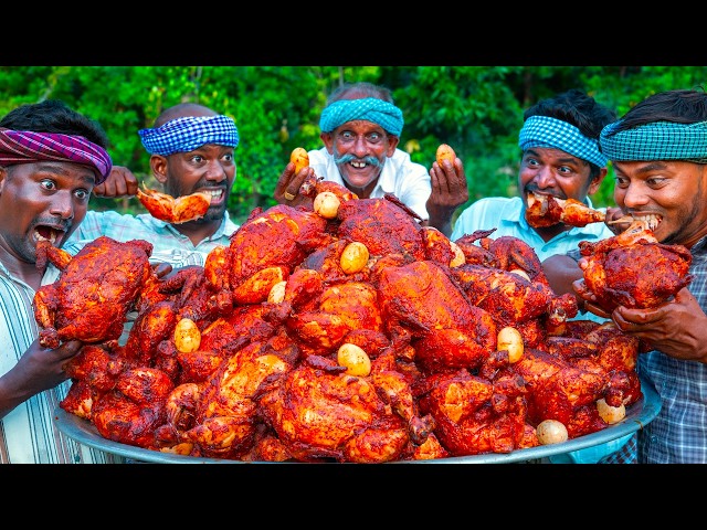 FULL CHICKEN FRY with EGGS INSIDE | Chicken Fry Recipe Cooking in Village | Fried Chicken Recipe
