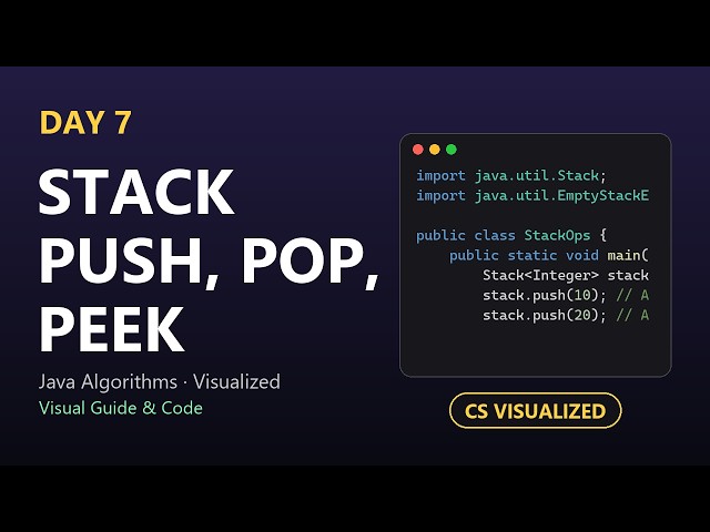 Stack Push, Pop & Peek Explained in Java | Day 7 DSA Visualized
