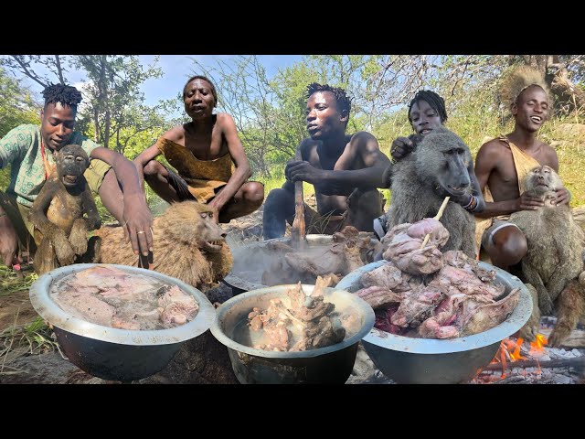 Witness Hadzabe tribe Big Baboon,Antelope Hunt and Cooking Green Hills || Full Documentary