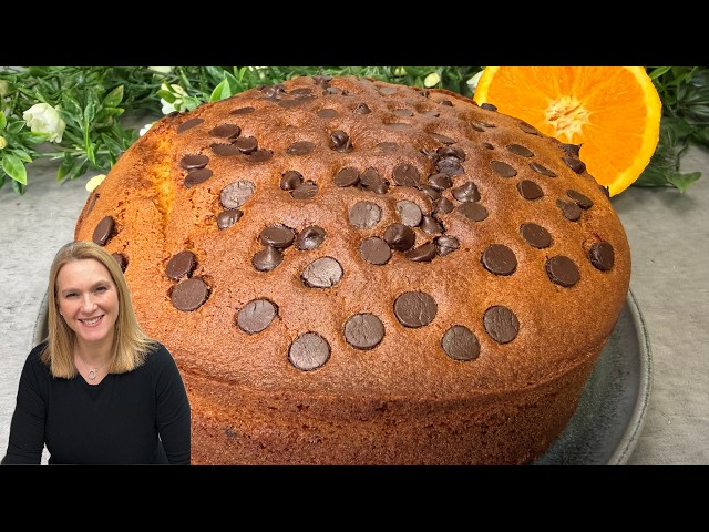 👩‍🍳ORANGE CAKE🥧🍊with CHOCOLATE CHIPS🍪in AIR FRYER🔁, moist and fluffy recipe🥰