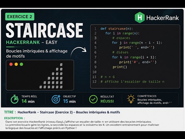 HackerRank – Staircase (Python) | Boucles imbriquées & affichage console