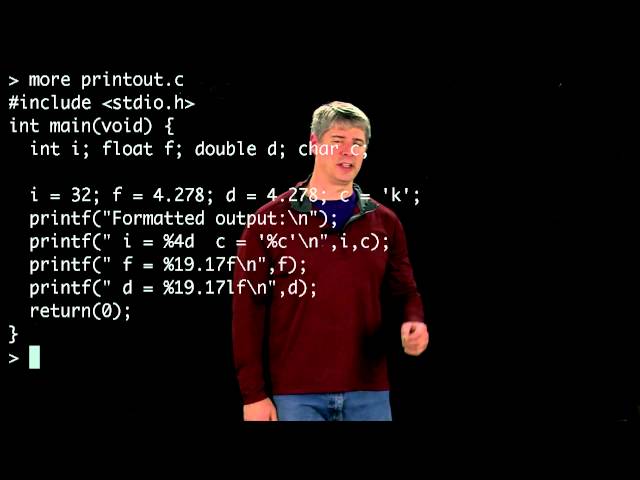 printout.c:  formatted output in C (Kevin Lynch)