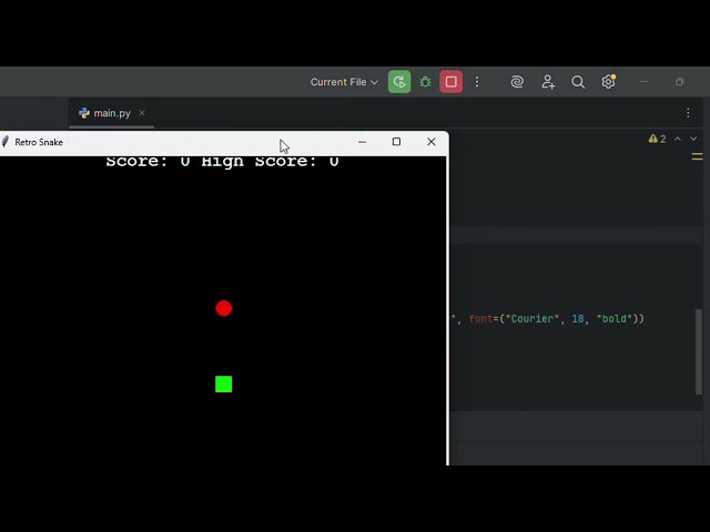 Simple game tutorial python: snake game