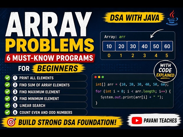 🔥 6 MUST-KNOW ARRAY PROBLEMS IN JAVA | DSA FOR BEGINNERS