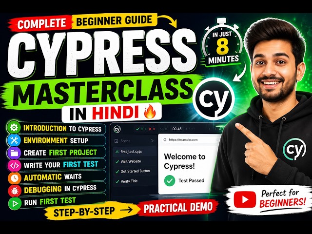 Part-1 | Cypress Masterclass in Hindi | Complete Beginner Guide to Cypress Automation Testing 🚀