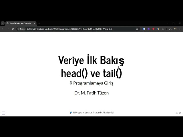 V13 - Veriye İlk Bakış: head() ve tail()