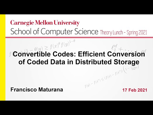 Francisco Maturana: Convertible Codes: Efficient Conversion of Coded Data in Distributed Storage