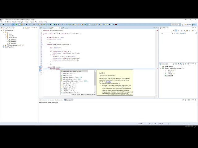 Stack implementation with linked list I