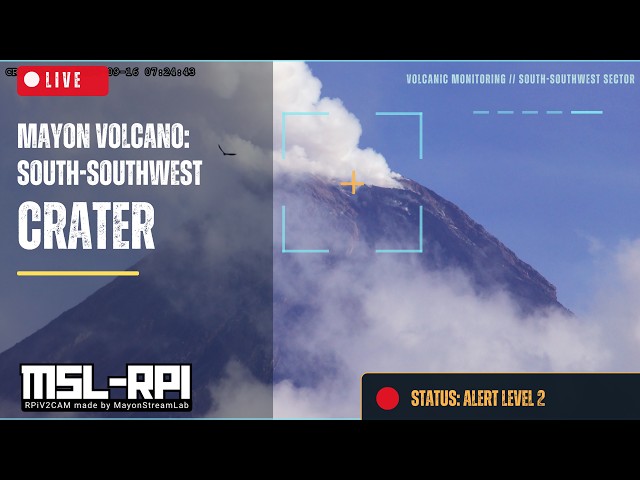 🔴 LIVE: Mayon Volcano 24/7 @ SSW CRATER RPiCam (Albay, Philippines)