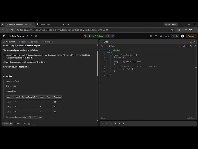 Reverse Degree of a String LeetCode Practise (20 SEPTEMBER 2026)