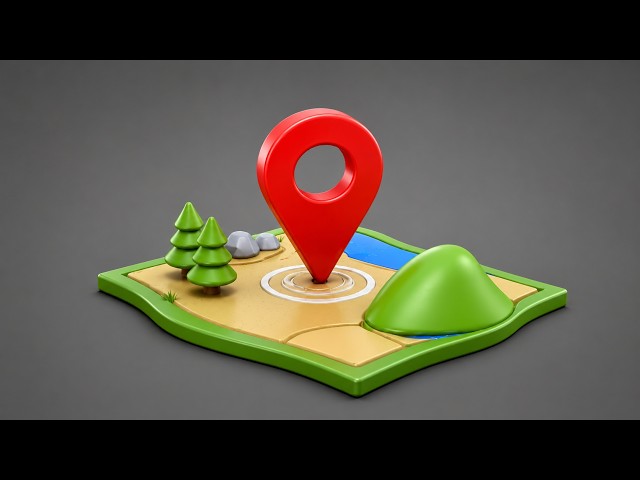High-Fidelity Stylized 3D Location Map & Navigation Pin Model
