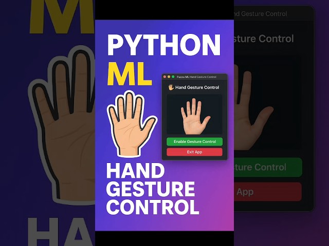 👉 Python ML Hand Gesture Control 🖐 | Control Your PC with Gestures (No CV2/No Mediapipe) 🔥 #shorts