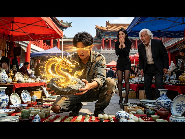 Antique beauty harassed by fakers begs a poor reborn seer; he sees jade, gets rich, wins her