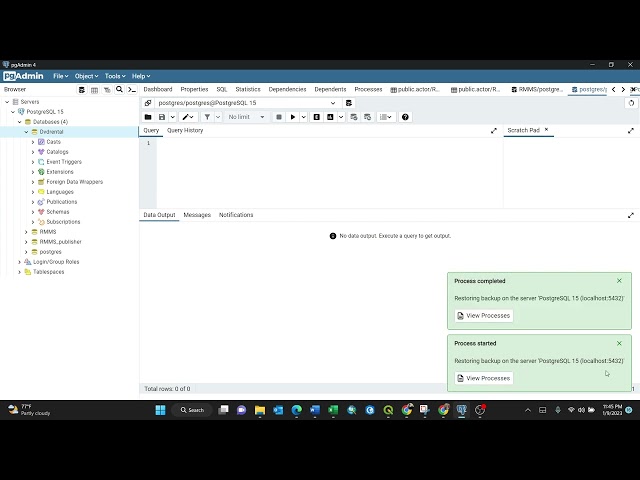 Importing Database using PostgreSQL